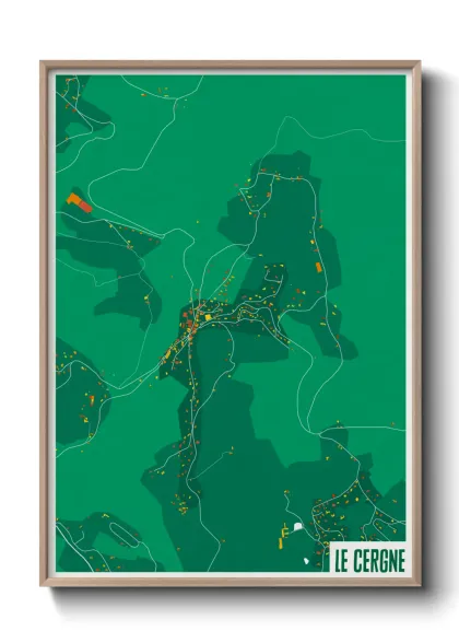 Une affiche de carte sur Le Cergne