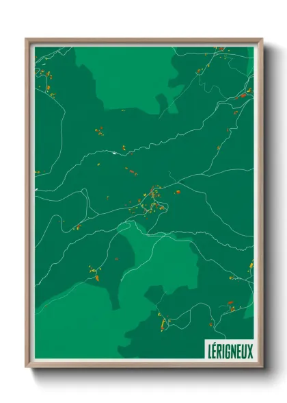 Une affiche de carte sur Lérigneux