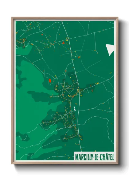 Une affiche de carte sur Marcilly-le-Châtel