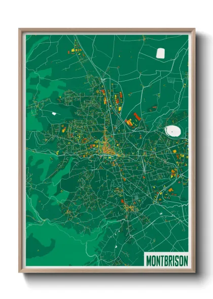 Une affiche de carte sur Montbrison