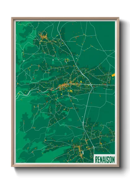 Une affiche de carte sur Renaison
