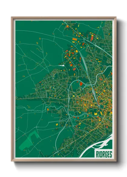 Une affiche de carte sur Riorges