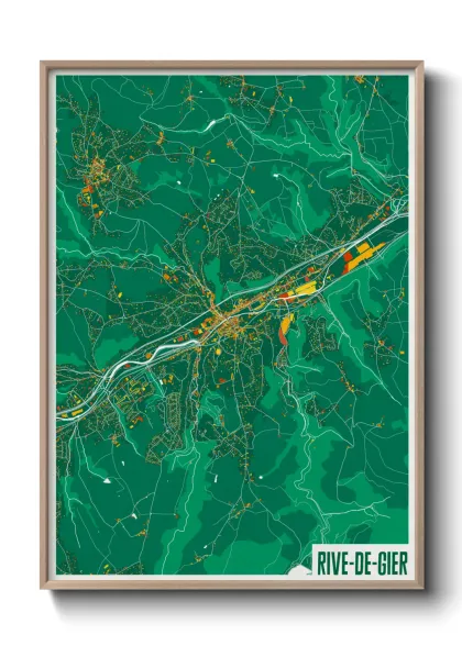 Une affiche de carte sur Rive-de-Gier