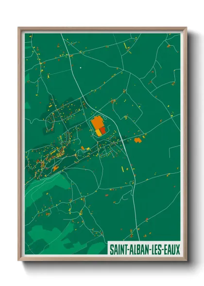 Une affiche de carte sur Saint-Alban-les-Eaux