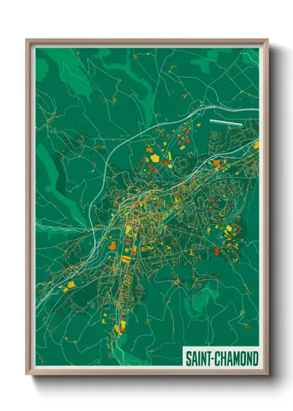 Une affiche de carte sur Saint-Chamond
