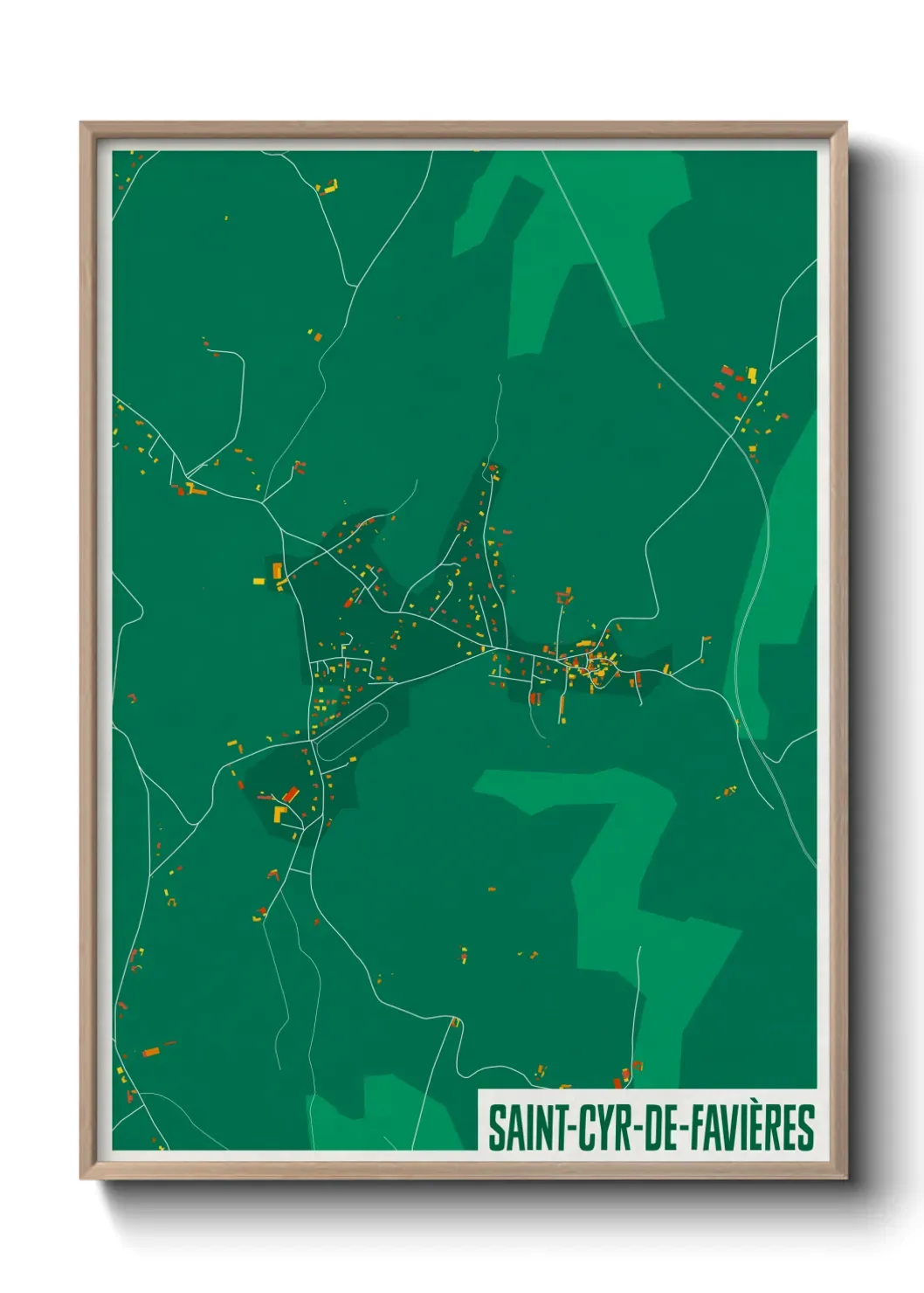Un poster carte Saint-Cyr-de-Favières