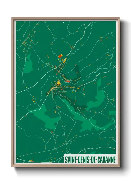 Une affiche de carte sur Saint-Denis-de-Cabanne