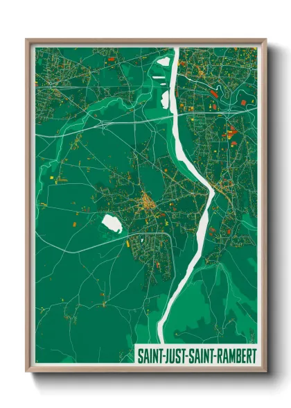 Une affiche de carte sur Saint-Just-Saint-Rambert
