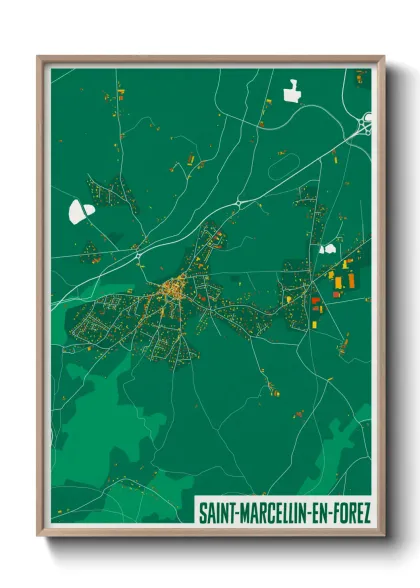 Une affiche de carte sur Saint-Marcellin-en-Forez