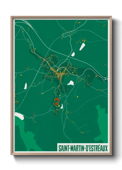 Une affiche de carte sur Saint-Martin-d'Estréaux