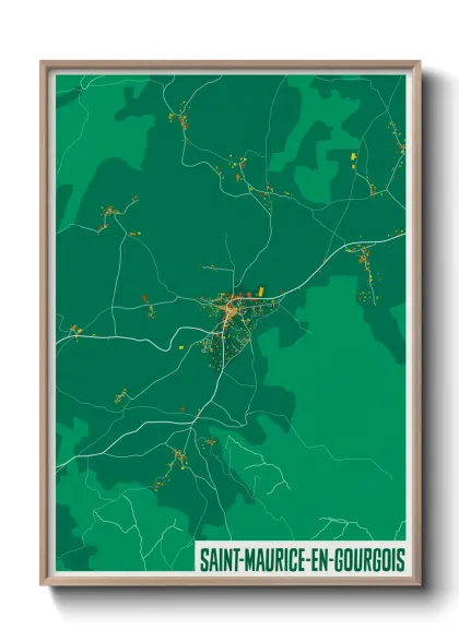 Une affiche de carte sur Saint-Maurice-en-Gourgois