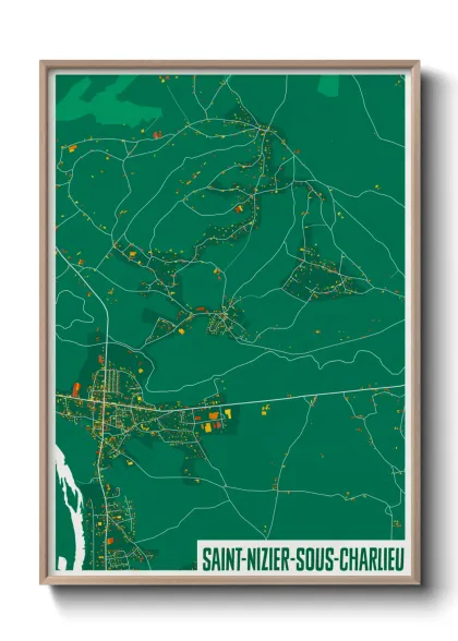 Une affiche de carte sur Saint-Nizier-sous-Charlieu