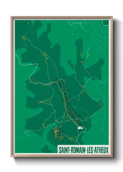 Une affiche de carte sur Saint-Romain-les-Atheux