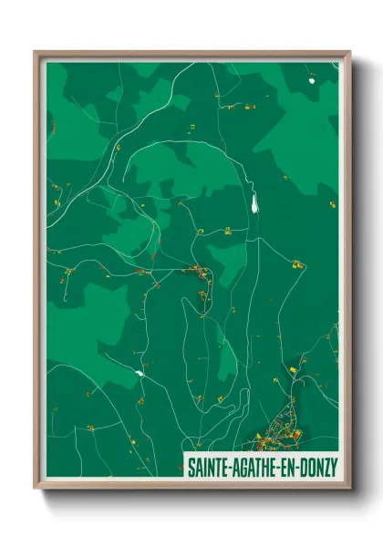 Une affiche de carte sur Sainte-Agathe-en-Donzy
