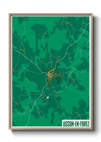 Une affiche de carte sur Usson-en-Forez