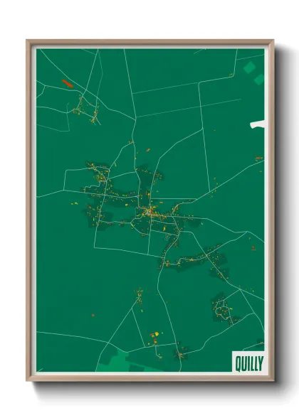 Une affiche de carte sur Quilly