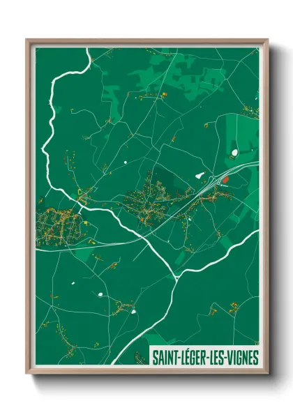 Une affiche de carte sur Saint-Léger-les-Vignes
