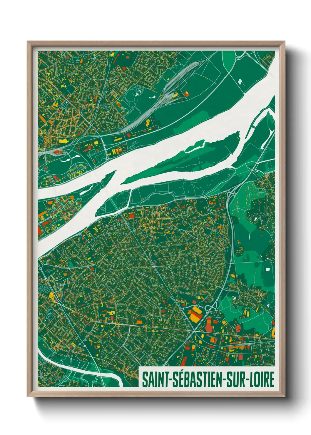 Un poster carte Saint-Sébastien-sur-Loire