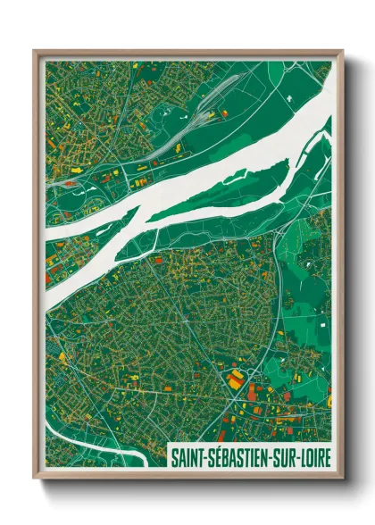 Une affiche de carte sur Saint-Sébastien-sur-Loire