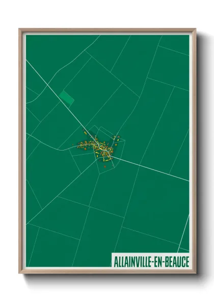 Une affiche de carte sur Allainville-en-Beauce