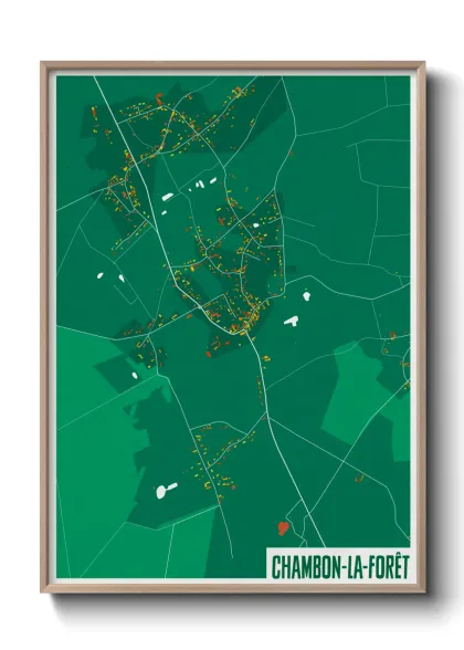 Une affiche de carte sur Chambon-la-Forêt