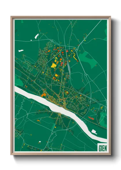Une affiche de carte sur Gien