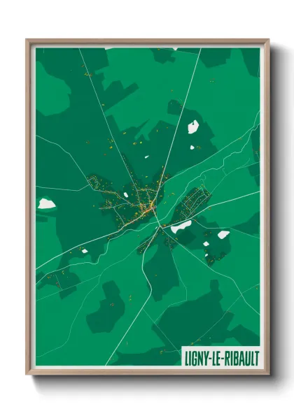Une affiche de carte sur Ligny-le-Ribault