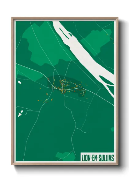 Une affiche de carte sur Lion-en-Sullias