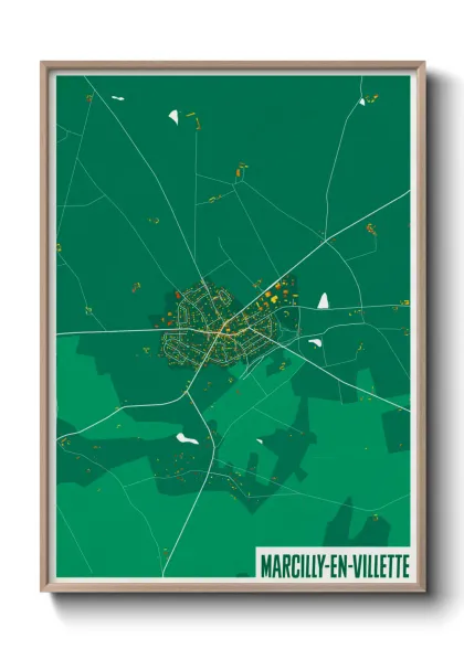 Une affiche de carte sur Marcilly-en-Villette