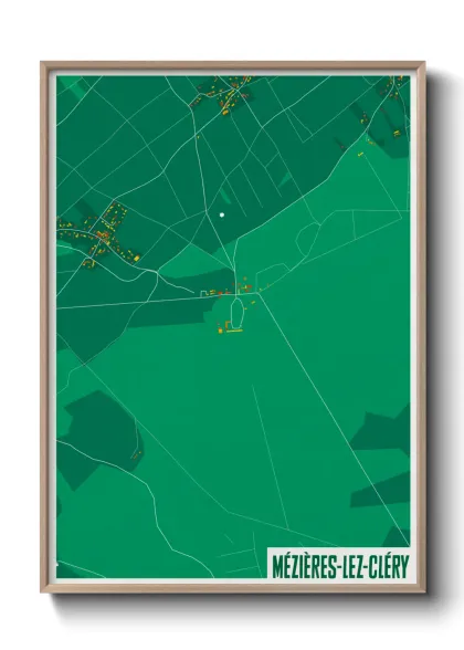 Une affiche de carte sur Mézières-lez-Cléry