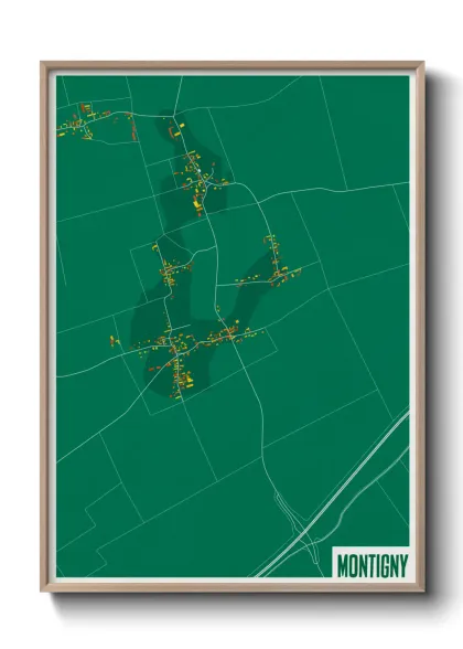 Une affiche de carte sur Montigny