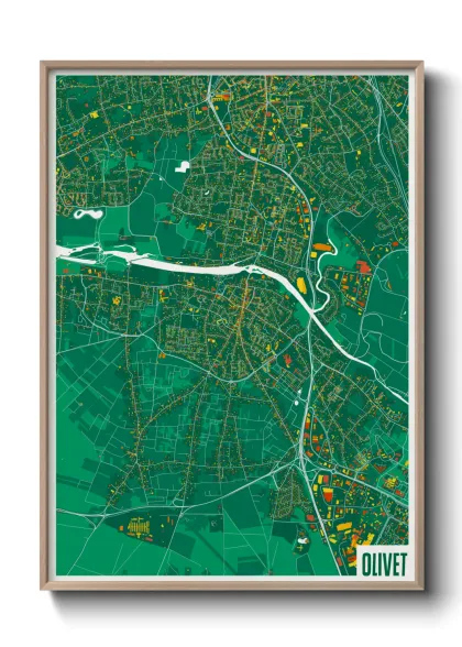 Une affiche de carte sur Olivet