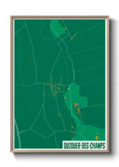 Une affiche de carte sur Ouzouer-des-Champs