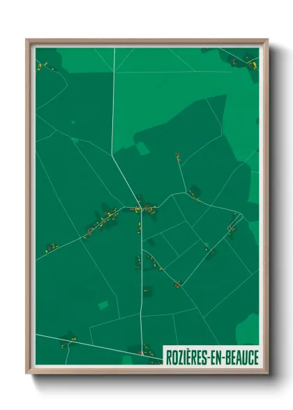 Une affiche de carte sur Rozières-en-Beauce