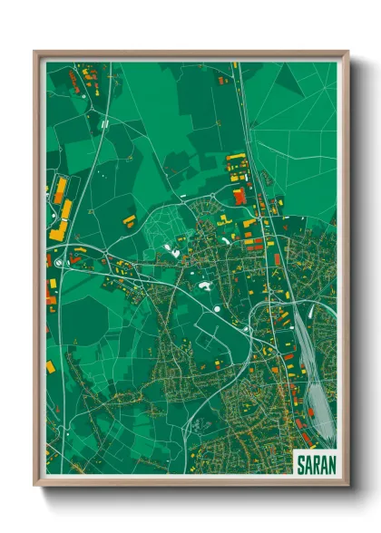 Une affiche de carte sur Saran