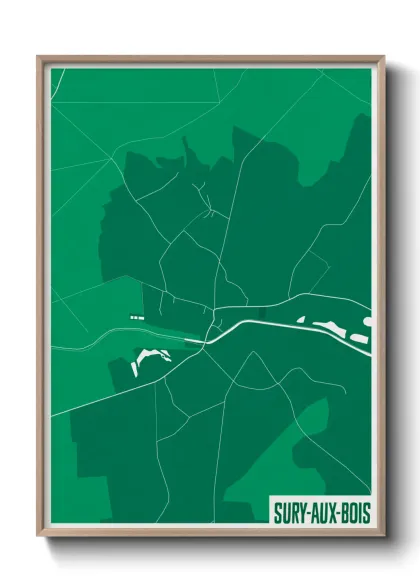 Une affiche de carte sur Sury-aux-Bois