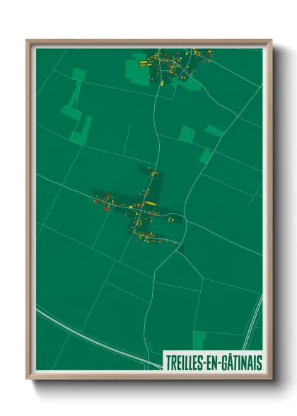 Une affiche de carte sur Treilles-en-Gâtinais