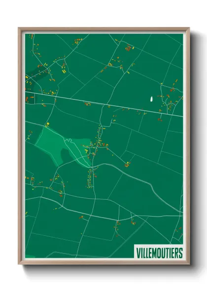 Une affiche de carte sur Villemoutiers