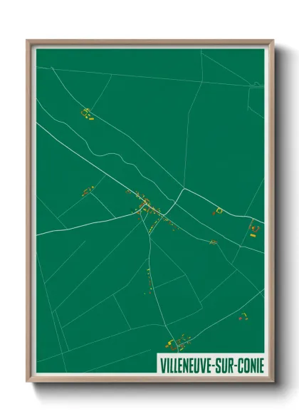 Une affiche de carte sur Villeneuve-sur-Conie