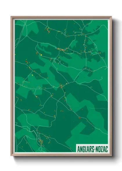Une affiche de carte sur Anglars-Nozac