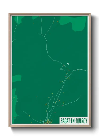 Une affiche de carte sur Bagat-en-Quercy