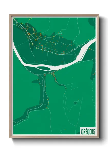 Une affiche de carte sur Crégols