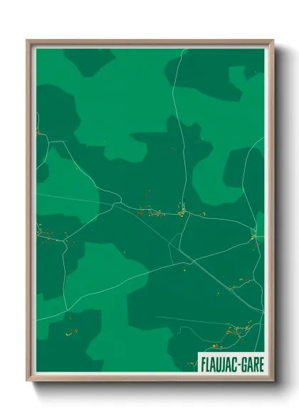 Une affiche de carte sur Flaujac-Gare
