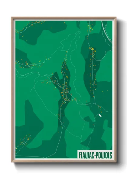 Une affiche de carte sur Flaujac-Poujols