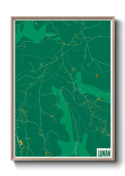 Une affiche de carte sur Lunan