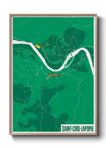 Une affiche de carte sur Saint-Cirq-Lapopie