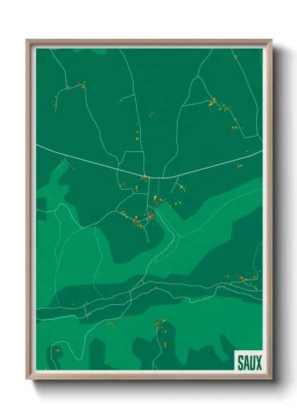 Une affiche de carte sur Saux