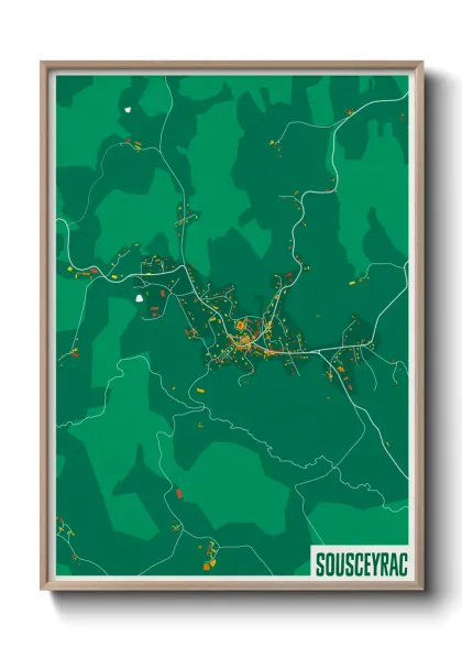 Une affiche de carte sur Sousceyrac
