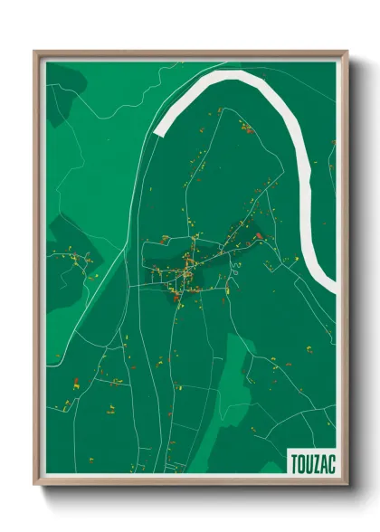 Une affiche de carte sur Touzac