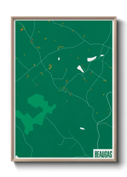 Une affiche de carte sur Beaugas